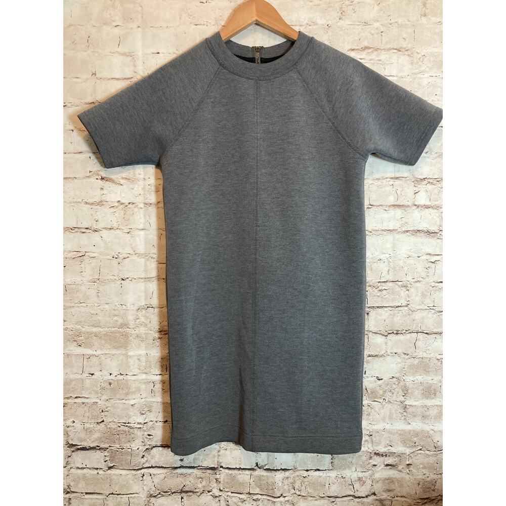 DKNY‎ T-Shirt Dress Womens XXS Gray Short Sleeve Zip Up Stretch Career Work